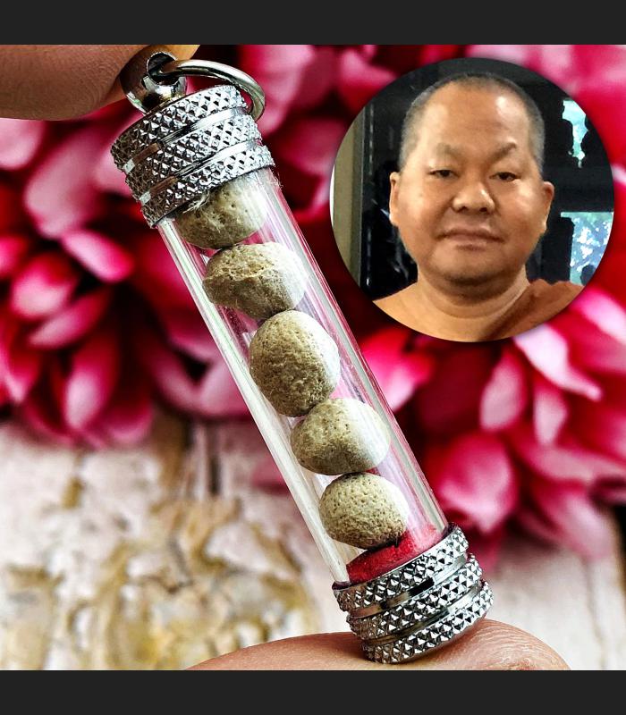 Arahan Sivali Buddha Relic 5 Brain Sarira Stone Somporn Leklai Thai Amulet 17674