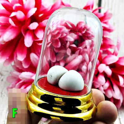 White 2 Leklai Pearl Buddha Relic Healing Reiki Stone Meditate Thai Amulet 17677