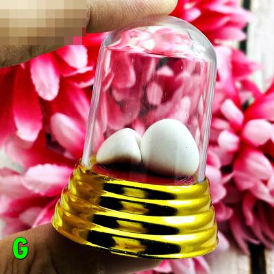 White X2 Leklai Magic Pearl Arahant Relic Protect Buddha Stone Thai Amulet 17680