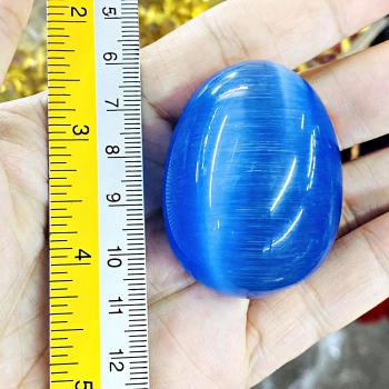 Magic Charm River Lucky Rock Gems Stone Leklai Naga Egg Blue Thai Amulet #17690