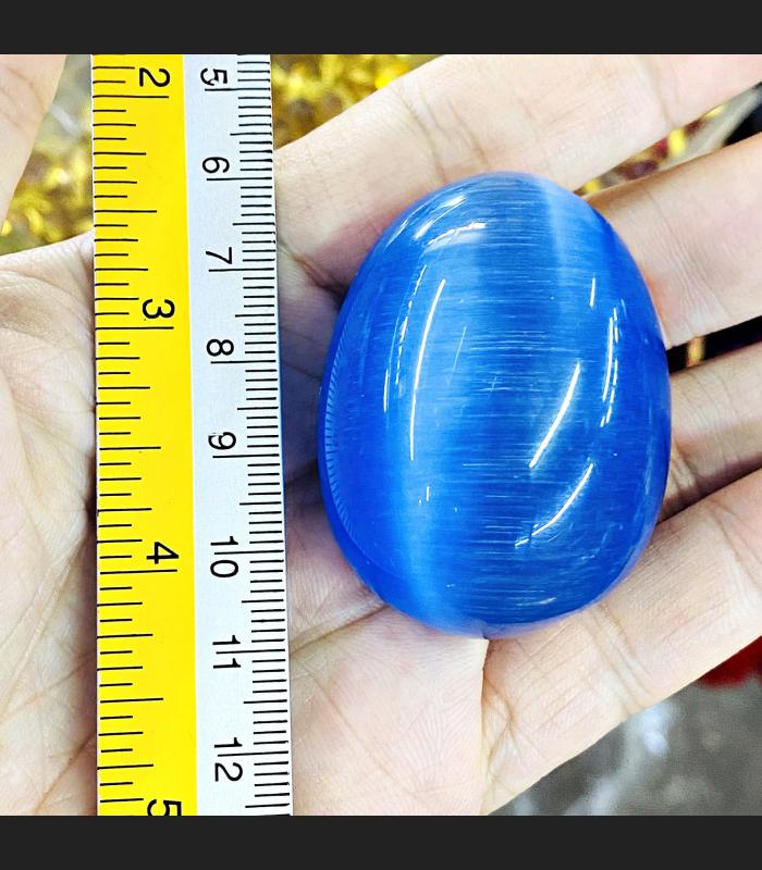 Magic Charm River Lucky Rock Gems Stone Leklai Naga Egg Blue Thai Amulet #17690