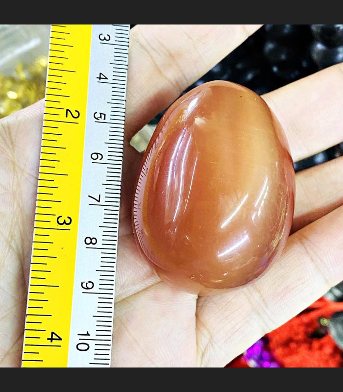 Gambling Money Khong River Lucky Stone Leklai Naga Egg Orange Thai Amulet #17692