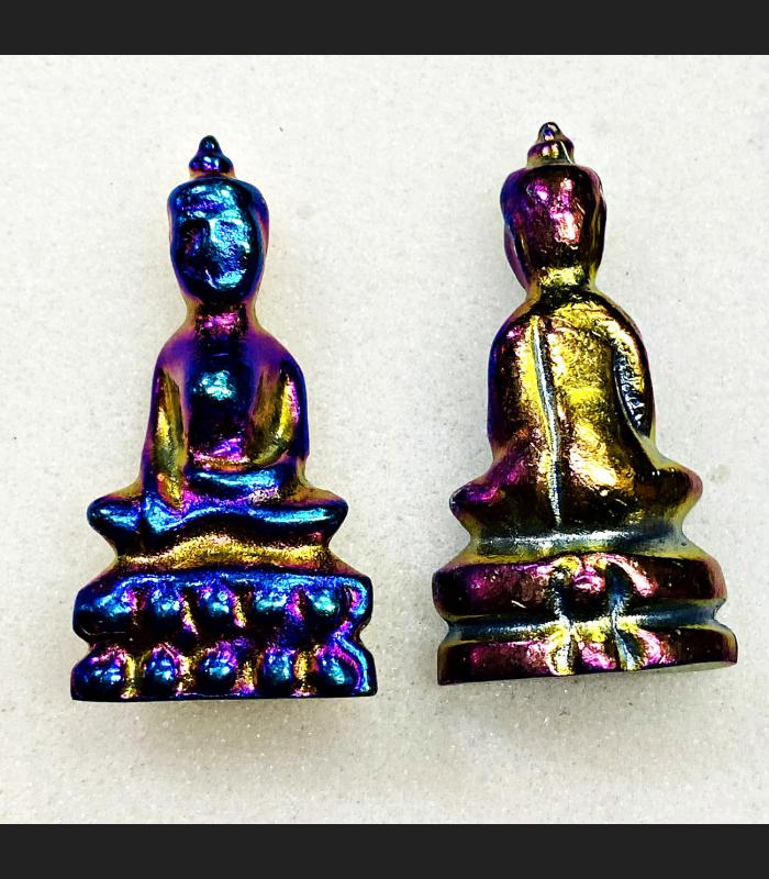 Leklai Rainbow Enlighten Buddha Magic Lucky Shield Protection Thai Amulet #17708