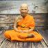 Lifelike 23cm Wax Art Monk Statue Meditation Phat WatHuaiDuan Thai Amulet #17713