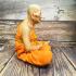 Lifelike 23cm Wax Art Monk Statue Meditation Phat WatHuaiDuan Thai Amulet #17713