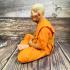 Lifelike 23cm Wax Art Monk Statue Meditation Phat WatHuaiDuan Thai Amulet #17713