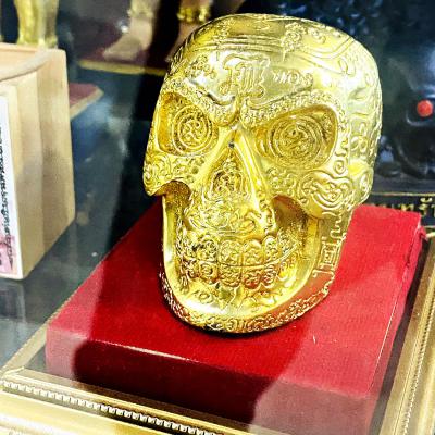 Metal Skull Occult Spirit Kapala Whisper Rich Gambling Win Lek Thai Amulet 17745