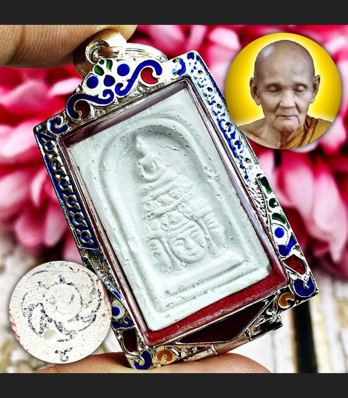Somdej Buddha Sit Over Phom 4Face Rowel Wheel Chaka Doo Be2517 Thai Amulet 17749