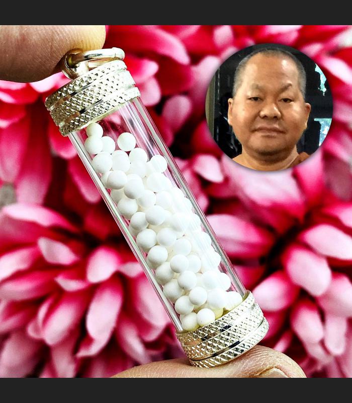 Leklai White Pearl Arahan Buddha Relic Guanyin Peaceful Stone Thai Amulet #17754