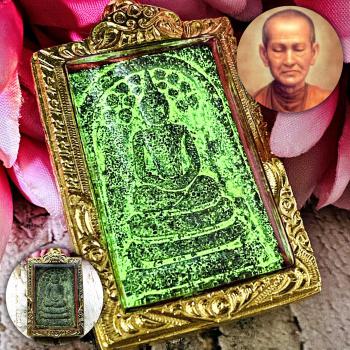Somdej Leklai Buddha Green Glow In Dark Moon Light Toh Survive Thai Amulet 17761