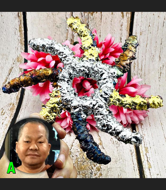 Leklai Rowel Chakra 3in1 Lucky Immortal Shield Best Protection Thai Amulet 17764