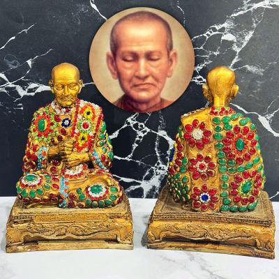 Ancient Jade Gems Stone Naga Eye Leklai Somdej Toh Luck Thai Amulet Statue 17766