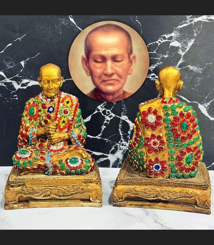 Ancient Jade Gems Stone Naga Eye Leklai Somdej Toh Luck Thai Amulet Statue 17766