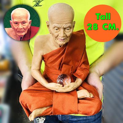 Lifelike Wax Art Monk Statue Meditation 28Cm Tuad WatChanghai Thai Amulet #17771