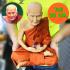 Lifelike Wax Art Monk Statue Meditation 28Cm Tuad WatChanghai Thai Amulet #17771