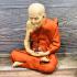 Lifelike Wax Art Monk Statue Meditation 28Cm Tuad WatChanghai Thai Amulet #17771