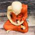 Lifelike Wax Art Monk Statue Meditation 28Cm Tuad WatChanghai Thai Amulet #17771