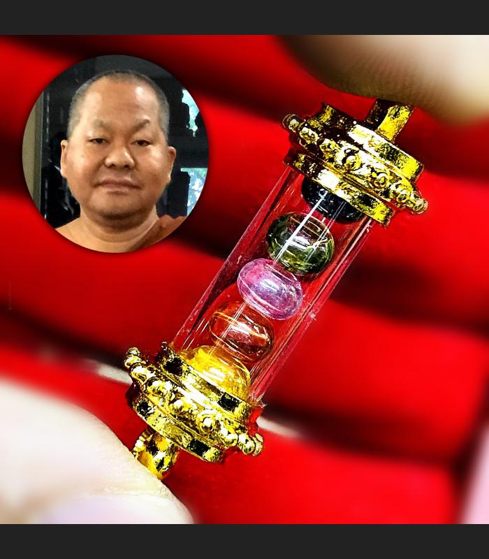 Leklai Naga Lucky Lot 5in1 Magic Stone Survive Takrut Somporn Thai Amulet #17776