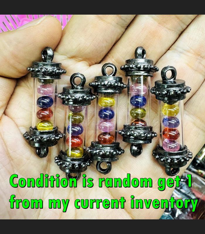 Leklai Naga Eye Lucky Healing Stone 5in1 Magic Takrut Somporn Thai Amulet #17777