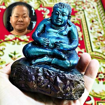 Sankajai Happy Buddha Statue Leklai Money Rich Rainbow Somporn Thai Amulet 17782