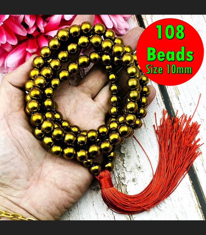 Necklace 10mm Leklai Mala 108 Gold Magnetic Protection Somporn Thai Amulet 17786