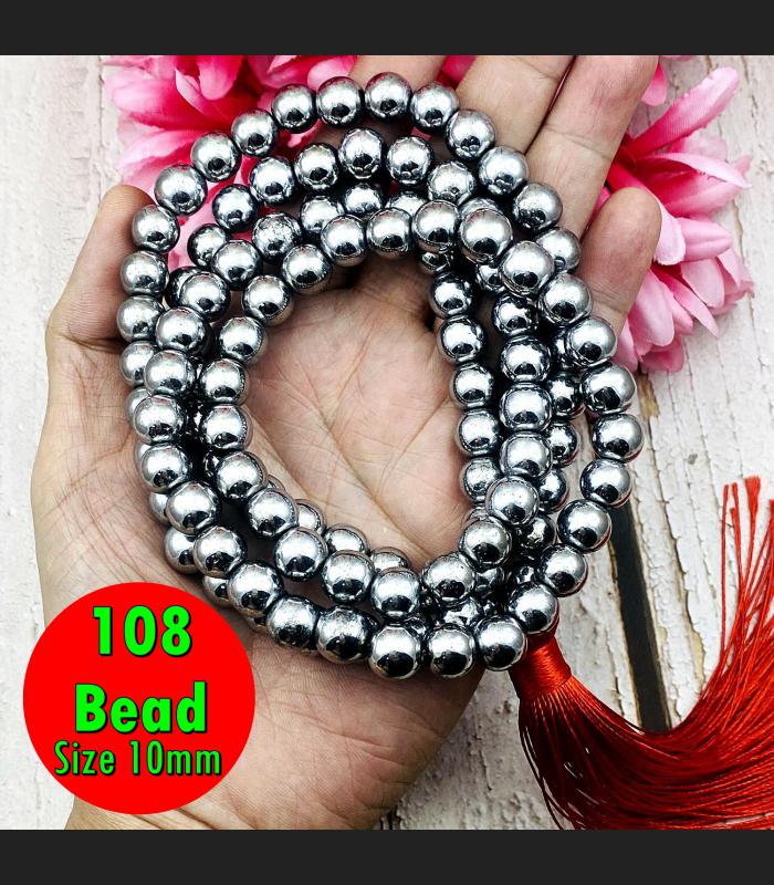 Necklace Leklai Mala 108 White Ngern Magnetic Protect Somporn Thai Amulet #17787