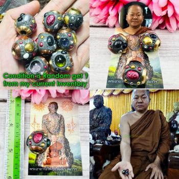Takrut Leklai Ball Harmless Immortal Protection Somporn Black Thai Amulet #17789