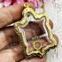 Empty Frame Blank Case Turtle Large Gold Plated Micron 4.5cm Thai Amulet #17796