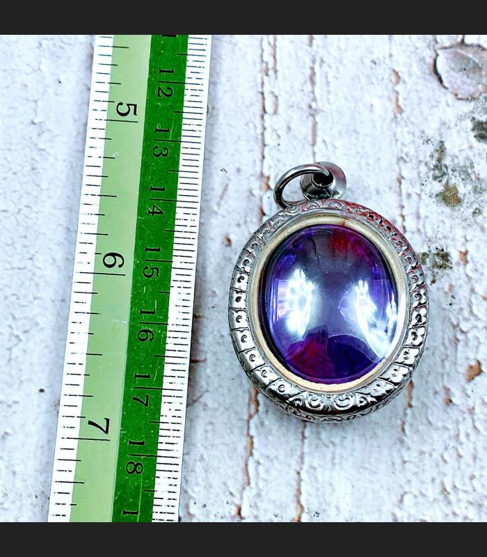Naga Eye Leklai Magic Lucky Netural Stone Pendant Toffy Purple Thai Amulet 17805