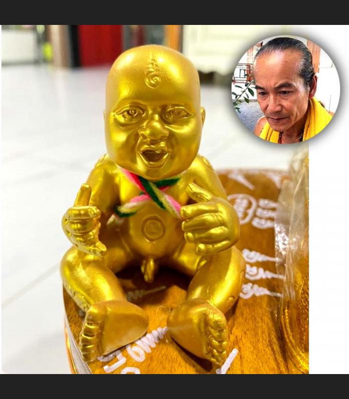 Guman LukThep Golden Boy Statue Gambling Casino Win Kom Be2553 Thai Amulet 17825