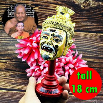 Khon Mask 3eye Lersri Tafai Long Beard Gold Pern Watbangpha Thai Amulet #17832