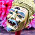Khon Mask 3eye Lersri Tafai Long Beard Gold Pern Watbangpha Thai Amulet #17832
