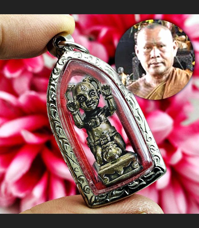 Guman Boy Beckon Rich Whisper Lucky Win Somchay Be2555 Alloy Thai Amulet #17834