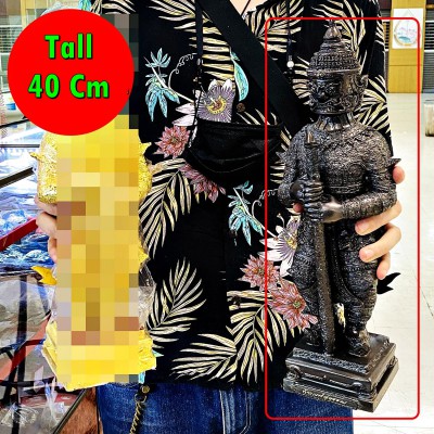 Large 40cm Statue Wessuwan Guardian Protection Life Key Black Thai Amulet #17850