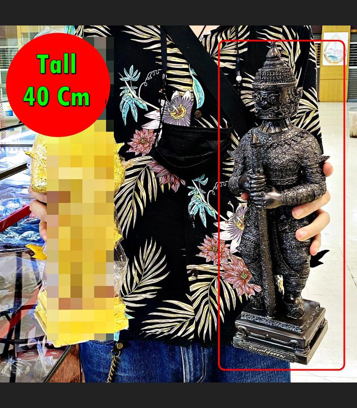 Large 40cm Statue Wessuwan Guardian Protection Life Key Black Thai Amulet #17850