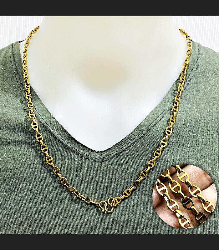 Necklace Stainless Gold Laser Cd Dc Chain Multi Hook Wearing Thai Amulet #17856