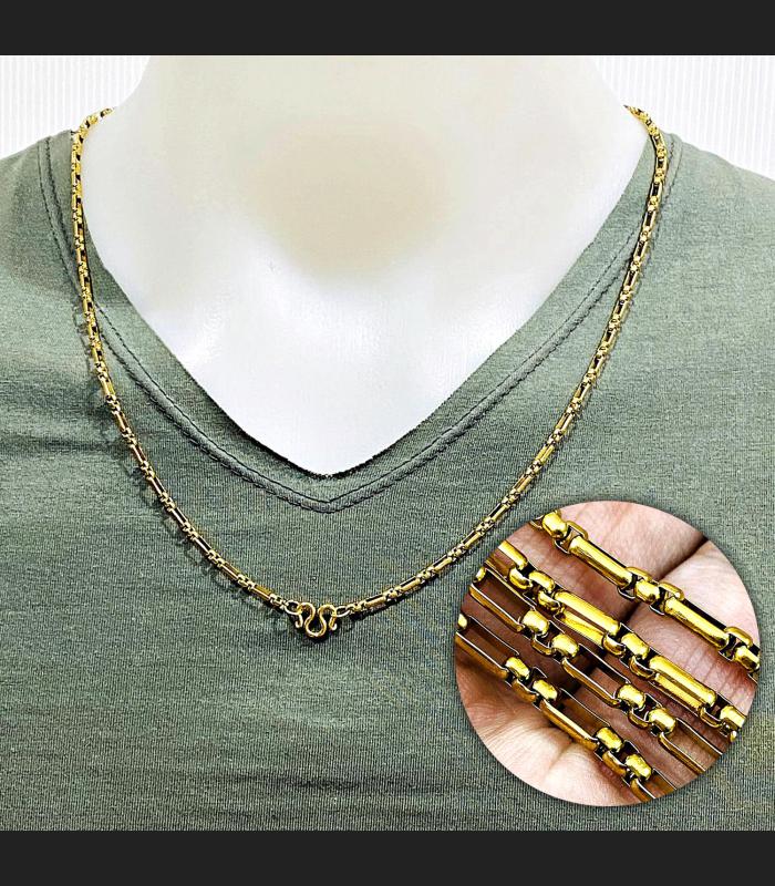 Necklace Stainless Steel Gold Slim Ball Chain Multi Hook Wear Thai Amulet #17859