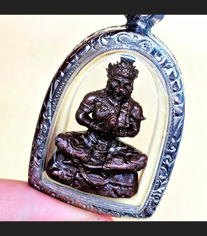 Miniature Lersri Puseir Tiger Head Payak Kaoaor Shield Be2565 Thai Amulet #17861