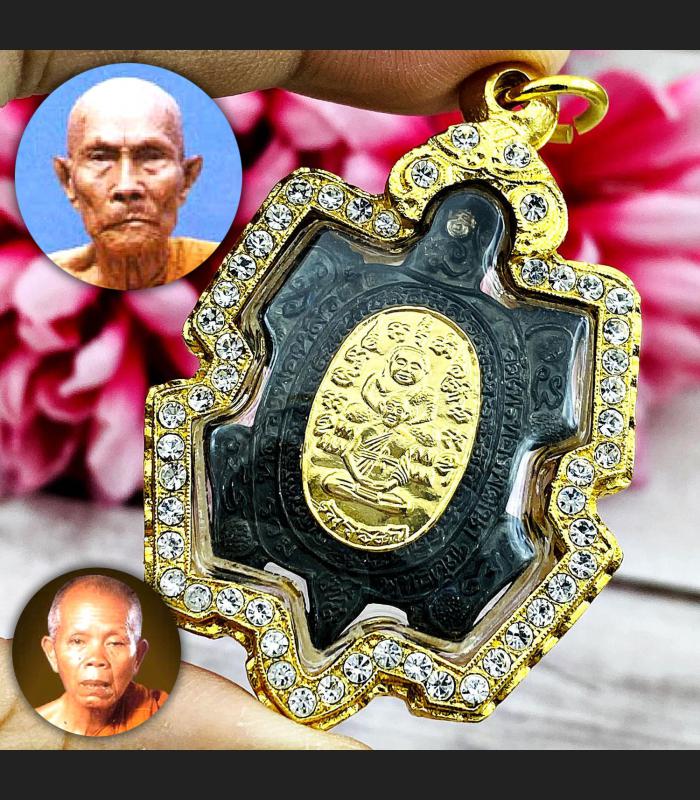Turtle Sankajai Money Lucky Fortune Koon Liew Gold Mask Be2538 Thai Amulet 17875