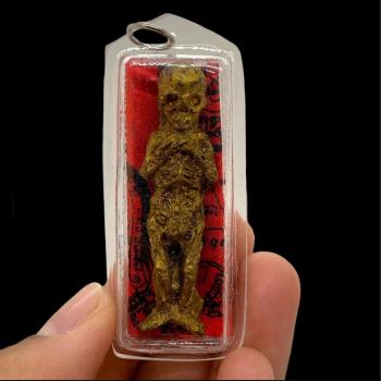 Mummy Lokok Guman Ash Bbq Gambling Lucky Win Money Rich Tawee Thai Amulet #17877