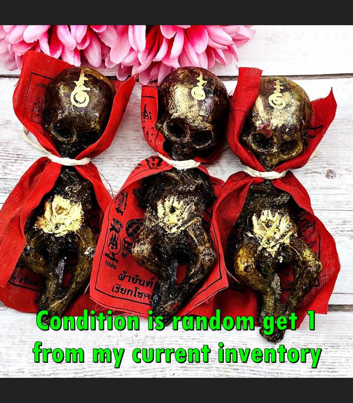 Mummy Lokok Guman Red Blood Alien Gambling Lucky Money Tawee Thai Amulet #17878