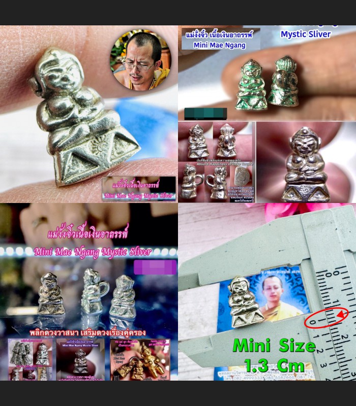 Mini Ngang Old Silver Love Lucky Lust Charm Ole Arjarn O Ajarn Thai Amulet 17885