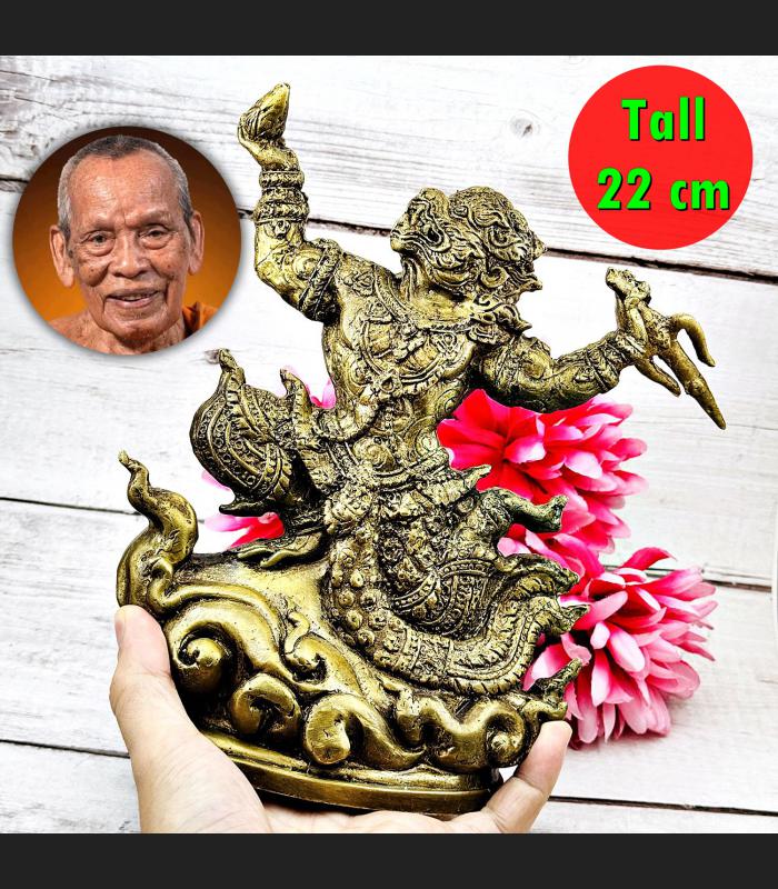 Hanuman Flying Monkey Bronze Statue Gambling Casino Win Phat Thai Amulet #17894