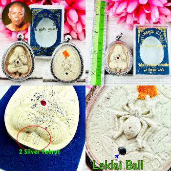 Pidta Closed Eye Spider Magic Wealth Money Rich Koon Watbanrai Thai Amulet 17896