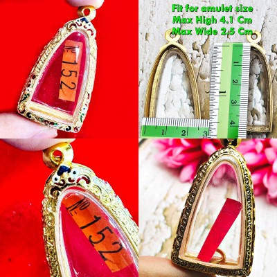 Blank Empty Frame Case 24k Gold Plated Colored Miniature Kring Thai Amulet 17903