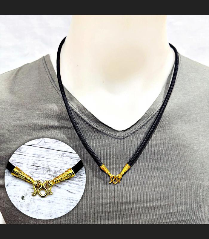 Necklace 30cm Chain Nylon Cord Metal 1hook Gold Plated Wearing Thai Amulet 17904