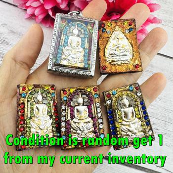 Ancient 100y Silver Somdej Toh Watphrakaew Garuda Praying Leaf Thai Amulet 17905