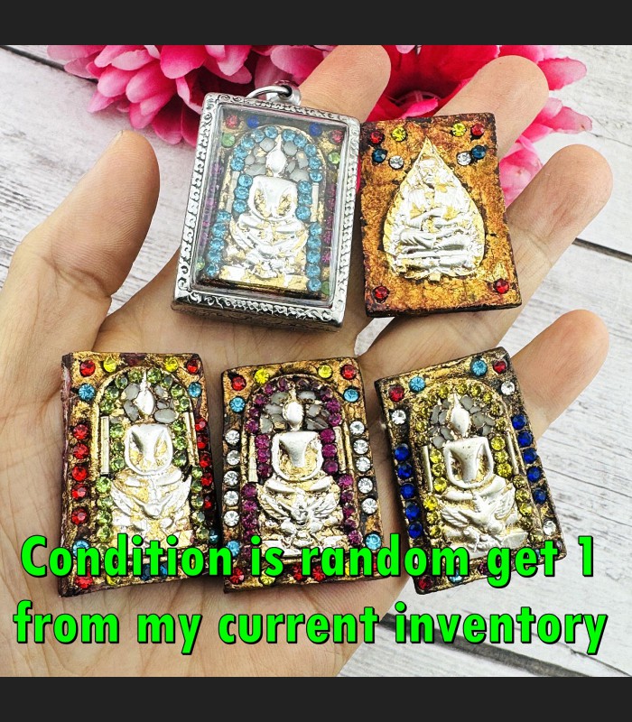 Ancient 100y Silver Somdej Toh Watphrakaew Garuda Praying Leaf Thai Amulet 17905