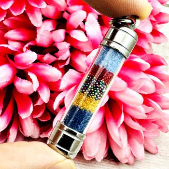 Holy Sarira Buddha Relic Nature Crystal Takrut Mixed Rainbow Thai Amulet #17907