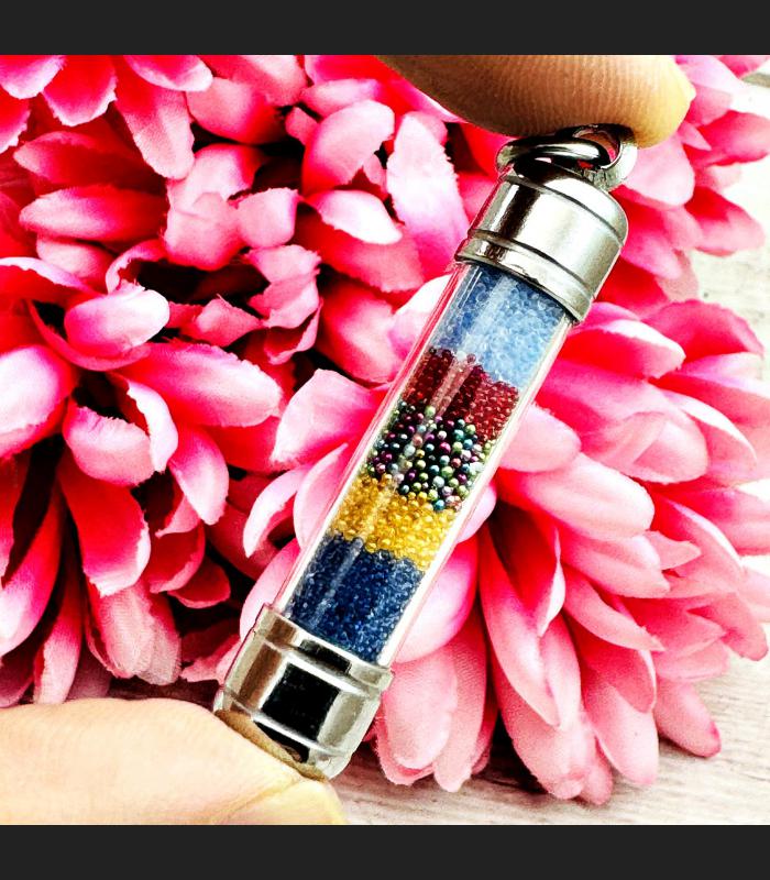 Holy Sarira Buddha Relic Nature Crystal Takrut Mixed Rainbow Thai Amulet #17907